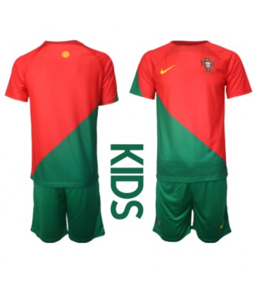 Portugalia Koszulka Podstawowych Dziecięca MŚ 2022 Krótki Rękaw (+ Krótkie spodenki)